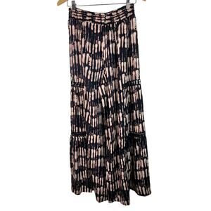Love Wish Women's L Black Cream Crochet Lace Wide Leg Boho Pants *‎